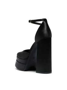 Women High Chunky Platform Closed Toe Block Heels Square Toe Ankle Strap Comfortable  Wedding Party Prom Festival Pumps Shoes - 黑色 - 查看 7