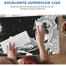 MOYAC Mouse Pad para Juegos XXL (300 * 800 mm), Alfombrilla Ratón Impermeable y Antideslizante, Suave y Cómoda, Accesorio de Escritorio, Mousepad para Oficina, Computadoras, Laptops (Olas de Kanagawa) - Vista de Kanagawa - Ver 3