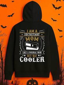 1pc Men'S Funny Secretary Mom Graphic Hooded Sweatshirt - Humorous I Am A Secretary Mom Slogan, Machine Washable Black Pullover With White Text, Plus Size Casual & Formal Wear, Cool Cooler Letterifall Hoodies,Men's Fall Clothes,Street Wear,Halloween,Mens Hoodies,Y2k Clothes,Jesus Hoodie,Thanksgiving Day,Nightmare Before Christmas,Christmas,Basics,Christmas Sweatshirt,Thanksgiving Outfit Men,,Christmas Clothes,Winter Clothes For Men,Men Gifts - 黑色 - 查看 1