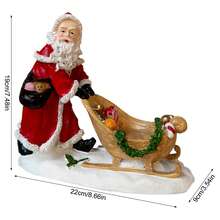 1 pieza Modelo decorativo de Papá Noel en trineo de resina para decoración del hogar, dormitorio y oficina - Multicolor - Ver 9