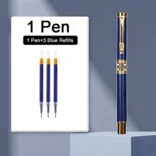 1 Luxurious Blue Hollowed-Out Pearl Pen - Replaceable Refill/Provides Smooth Writing For Business Men And Students/Suitable For Office Meetings/Essential For Elegant And Fashionable Writing - Blue - View 9