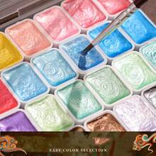 Bộ màu nước lấp lánh mini, Bộ 180 màu sơn nước nhũ kim loại, Sơn nước ngọc trai đặc dành cho họa sĩ, người yêu thích hội họa nghiệp dư - Bộ - Xem 5