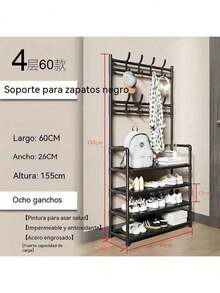 Zapatera Perchero  5.1 Organizador Para Ropa Zapatos Perchero Zapatera - Negro - Ver 2