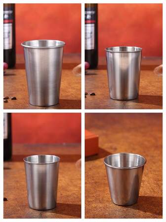 不锈钢啤酒杯、露营旅行便携式水杯、卷边酒杯、户外便携式啤酒杯、不锈钢品脱杯、健康不易损坏、可堆叠、防碎杯、平底杯、不易损坏的金属饮水杯适用于酒吧、家庭、餐厅﻿﻿