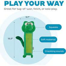 Outward Hound Bottle Bros Elephant Dog Toy, 7.9 Inch Plush Squeaky & Crackle Toy For Dogs, Interactive Fetch & Engaging Solo Play, Small, Purple - 12吋綠色鱷魚皮 - 查看 4