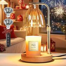 Lámpara de Calentamiento Yanlin con Luz de Velas, 4 Niveles de Brillo Ajustables, Temporizador de Lámpara de Calentamiento con Luz de Velas, Lámpara de Condimento de Altura Ajustable, Viene con 2 Bombillas, para Decoración del Hogar - 1 - Ver 2