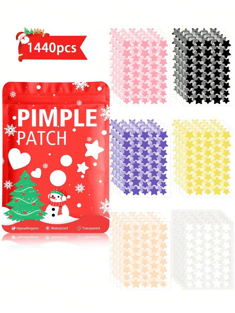 1440片星形贴纸套装，不含酒精，不含香料，适合所有肤质，日夜均可使用，是最佳圣诞礼物。摄影和脸部彩绘的必备道具，也可用于面部装饰。