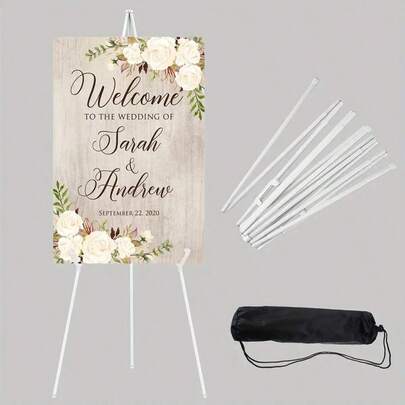 63-tums Deluxe Instant Staffli-ställ - hopfällbart, bärbart och justerbart metallstativ för bröllopsbanners, affischer och bordsskärmar - hopfällbart, lätt och lätt att montera