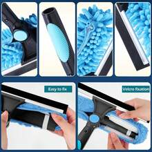 13.7ft Window Cleaning Equipment - Window Cleaner With Squeegee & Scrubber, Extendable Pole For Hard-To-Reach Windows, Includes Replacement Microfiber Pads & Rubber Blades - Blue - View 5