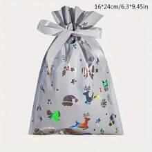 2PCS/Set Christmas Gift Packaging Bags With Drawstring Closure Festive Santa Reindeer Snowflake Tree Designs Multiple Styles Of Gift Packaging Bags Durable Plastic Holiday Treat Bags For Xmas Decorations Candy & Presents - Multicolor - View 15