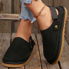 Fashion Clogs Slippers Casual Non Slip Sandals Adjustable Comfort Mules For Women Flat Shoes Outdoor Walking Travel Summer - 黑色 - 查看 1