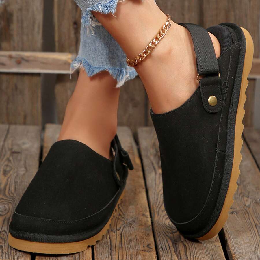 Fashion Clogs Slippers Casual Non Slip Sandals Adjustable Comfort Mules For Women Flat Shoes Outdoor Walking Travel Summer - 黑色 - 查看 1