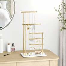 1pc - Jewelry Stand With Base, 5-Tier Earring Holder, Necklace Rack, Bracelet Ring Display Tree, Room Decor Gift. Detachable, Practical. Suitable For Bedroom/Showcase/Event/Store Decoration/Photo Decor. Style: Minimalist/Fashionable/Luxury/Elegant. Christmas/Birthday/Celebration (Style/Pattern/Accessories Random)