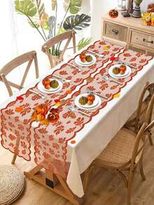 Table Runners With Maple Leaves, 13x72 Inch Thanksgiving Table Runner Decorations Lace Orange Table Runners Home Decor Autumn Table Decor For Harvest Kitchen Dinner Party Gatherings Party Decor - Non-woven Felt Tree D - View 2