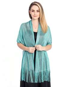 1pc Party/Banquet Silver Metallic Scarf/Shawl
