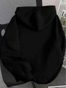 Sudadera Con Capucha Y Bolsa Canguro Con Estampado De Moño Lazo Pequeño Minimalista Tierno, Sudadera Unisex Para Hombre Y Mujer Casual Para Uso Diario Ideal Para Todo El Año. - Negro - Ver 2