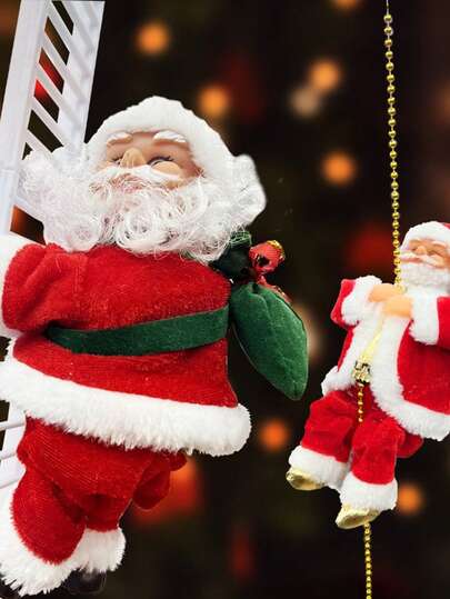 1 pieza Colgante navideño, Decoración de ventana de Papá Noel subiendo una escalera, Decoración navideña de Papá Noel con escalera para fiesta de Navidad, supermercado u otros espacios