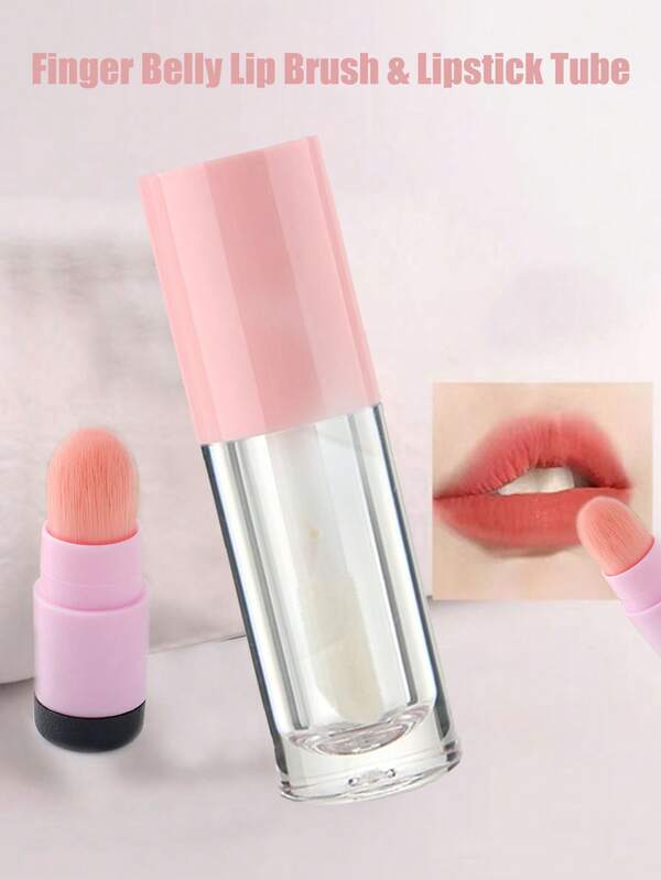 2pcs 1pc Lip Brush 1pc Lip Gloss Bottle Finger Belly Lip Brush Portable Lip Mask Lipstick Brush Professional Halo Dye Concealer Brush Beauty Tools Brush For Lip Gloss Lip Mud 6mm Large Brush Rod Circular Lip Gloss Tube Essential For Travel Lipstick Tube Travel Essentials Lip Enamel Empty Tube Bottling Bottle Women's Cosmetics Accessories