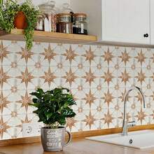 10 piezas de 15x15cm Pegatinas de azulejos de terracota en forma de sol estilo bohemio, autoadhesivas, impermeables, de vinilo, para decorar la pared, escaleras, cocina, baño, etc.