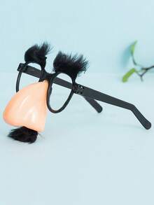 1pc Halloween Black Mustache, Glasses, Plastic Big Nose, Funny Prank Costume, Holiday Atmosphere Props, Eyeglasses