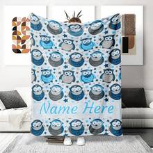 Cobertor de Arremesso de Coruja Cartoon, Macio, Aconchegante, Cobertor Decorativo de Flanela Leve, Perfeito para Sofá, Escritório e Uso em Viagens, Peludo, Felpudo, Quente Falso Pêlo, Presente de Aniversário e Feriado Perfeito para Família e Amigos