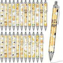 24 piezas Juego de bolígrafos retráctiles con diseño de abeja, tinta negra suave de punta fina con diseño floral, bolígrafos lindos para oficina, escuela, adolescentes, amantes de los animales, regalo de Navidad