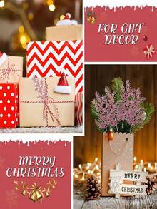 10 Pcs Christmas Decorations Set With Glitter Pine Branches & Berry Stems - For Xmas Tree Decor, Gift Wrapping, Party Home Decor, Ornament Crafting, Wreath Making, Holiday Festive Decorations (Gold/Silver/Champagne/Red) - Perfect Christmas Party Home Decor & Gift Supplies