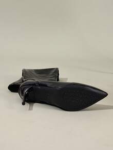 女式尖头亮面细高跟过膝靴，时尚百搭弹力紧身靴，性感派对高筒靴 - 黑色 - 查看 7