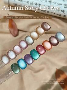 MISS SHAKA 10ml Autumn Story Ice Transparent Pink Red Gold Blue Brown Glass Bead Cat's Eye Gel Nail Polish 2025 Autumn Winter Nails Y2K Nails Popular Whitening Mirror Moonlight Porcelain White Cat's Eye Nail Salon Home Diy Nail Art Nail Supplies Christmas Nails