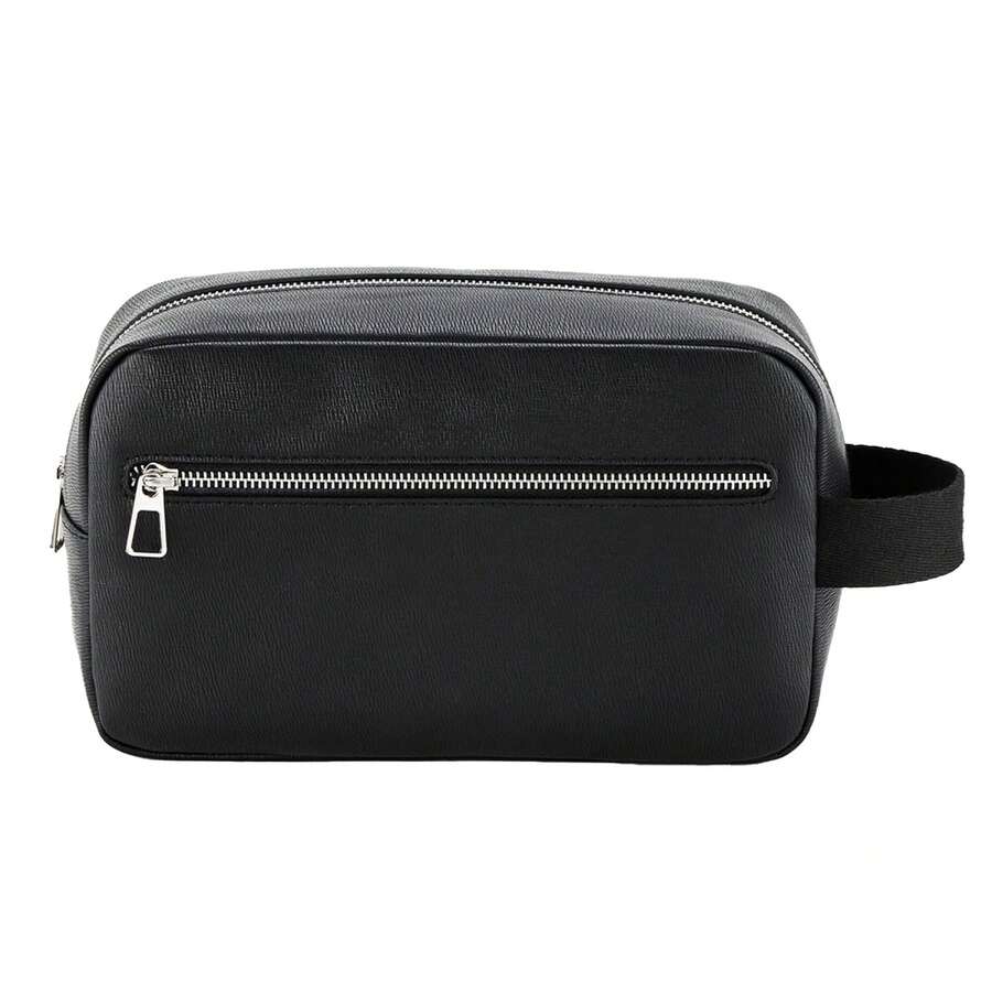 Tailored Luxe Wash Bag (Black) - Coffee Brown - View 1