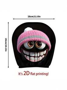 [Fun And Playful Pink Hat With Smiling Face And Big Eyes Print]1pc/2pcs Car Headrest Covers, Suitable For All Seasons, Easy To Clean And Fade-Resistant, Polyester Material, Universal Fit For Car Interior Decoration, Perfect Choice For Travel/Daily Commute, Halloween/Christmas/Thanksgiving