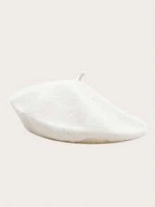 1pc Classic Simple Solid Beret Daily Life Black - Black - View 6