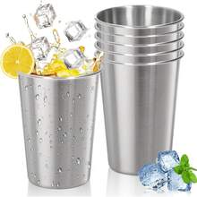 Vasos térmicos apilables para frío y caliente, set de 6 vasos de acero inoxidable de 500 ml, duraderos y ecológicos, ideal para hogar, restaurante, viajes y camping (plata). - blanco - Ver 4