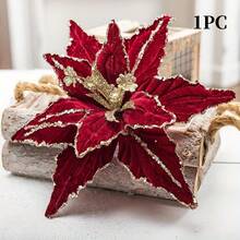 4/1 قطعة زهرة عيد الميلاد بطول 10.24 بوصة، أزهار اصطناعية من المخمل اللامع، نباتات مزيفة لتزيين شجرة عيد الميلاد والزينة الزفاف، ديكور المنزل في فصل الخريف، مثالية لتزيين الشجرة والمناسبات العطلات، ديكورات احتفالية أنيقة، تصميم معقد لديكور غرفة الشتاء