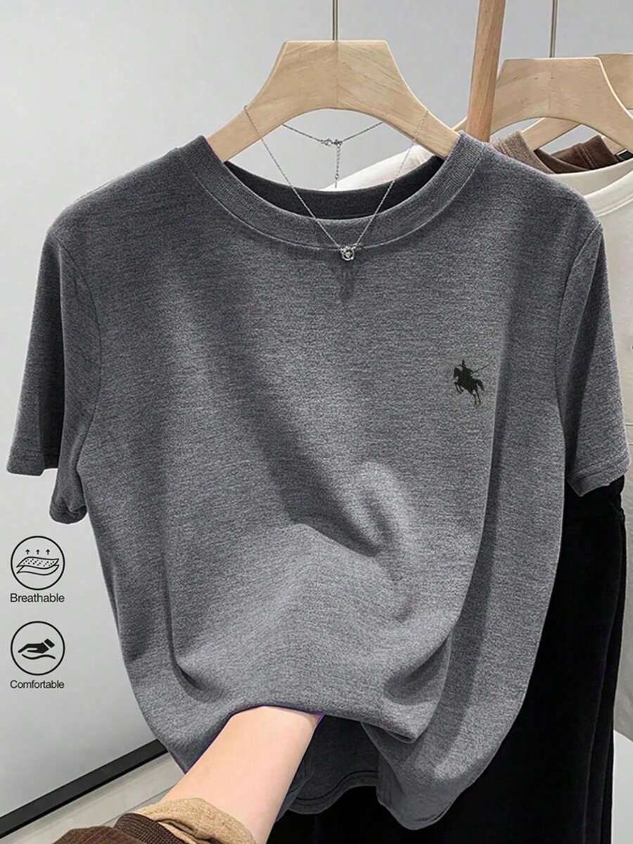 Playeras básicas modernas juveniles cómodas casuales premium versátiles estampadas con diseño minimalista - Gris Claro - Ver 1