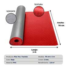 VINILMAX Piso Antiderrapante de Uso Rudo 70 cm x 1 m, 2 m, 3 m, 5 m – Antideslizante, Resistente y Fácil de Instalar, Ideal para Escaleras, Rampas, Autos, Bodegas, Gimnasios, Pasillos y Áreas de Alto Tráfico - Rojo - Ver 11