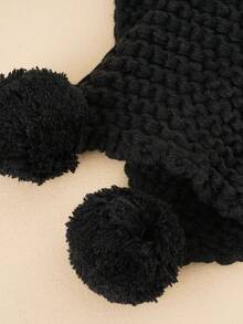 1 件可爱毛球针织加厚保暖围巾，适合秋冬季日常使用 - 黑色 - 查看 2