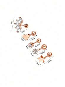 5pcs 16G 1.2mm Cartilage Stud Earrings Stainless Steel Earring Sets For Multiple Piercings Small CZ Ball Back Earrings Tragus Helix Conch Earrings - Stud Earrings - View 16