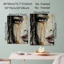 Impresión artística en lienzo de rostro de mujer abstracto moderno, decoración para el hogar de 20x28 pulgadas, pintura colgante, decoración de pared - decoración de pared sin marco para salas de estar y dormitorios