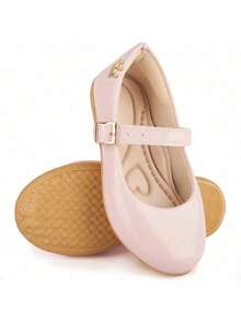 Baby Girl's Shoes, Comfortable Patent Leather, Round Toe, Lightweight, Soft - 淺粉色 - 查看 3