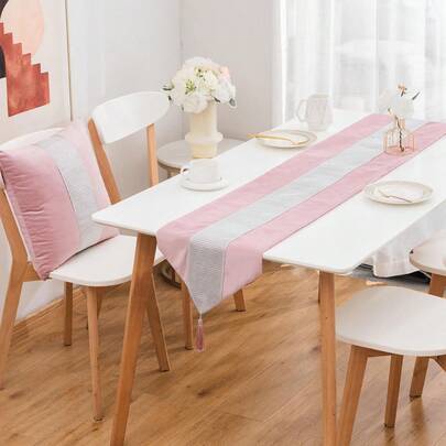 Camino de Mesa de Terciopelo con Brillos y Fleco 33x180 cm – Decoración Elegante para Comedor, Salón o Eventos Especiales