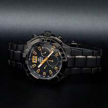 Orient Reloj de cuarzo para hombres Orient, FTV00006B0, acero inoxidable, esfera negra, adecuado para uso diario en un estilo deportivo y casual