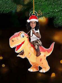 Personalisierte Weihnachtsornament mit individuellem Gesicht auf Dinosaurier oder Einhorn, lustige Feiertags-Dekoration, einzigartiges Geschenk für Kinder, Familie und Freunde, personalisierte Name/Foto Ornament, Weihnachtsbaum Hängedekoration, Sammlerstück 2025, Feiertags-Dekoration