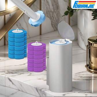  FOBIANJIE 一次性马桶刷（含 6/18 个替换装）、马桶刷杆和支架、白灰色马桶清洁刷、壁挂式马桶刷套件、用于擦洗马桶的马桶刷替换装