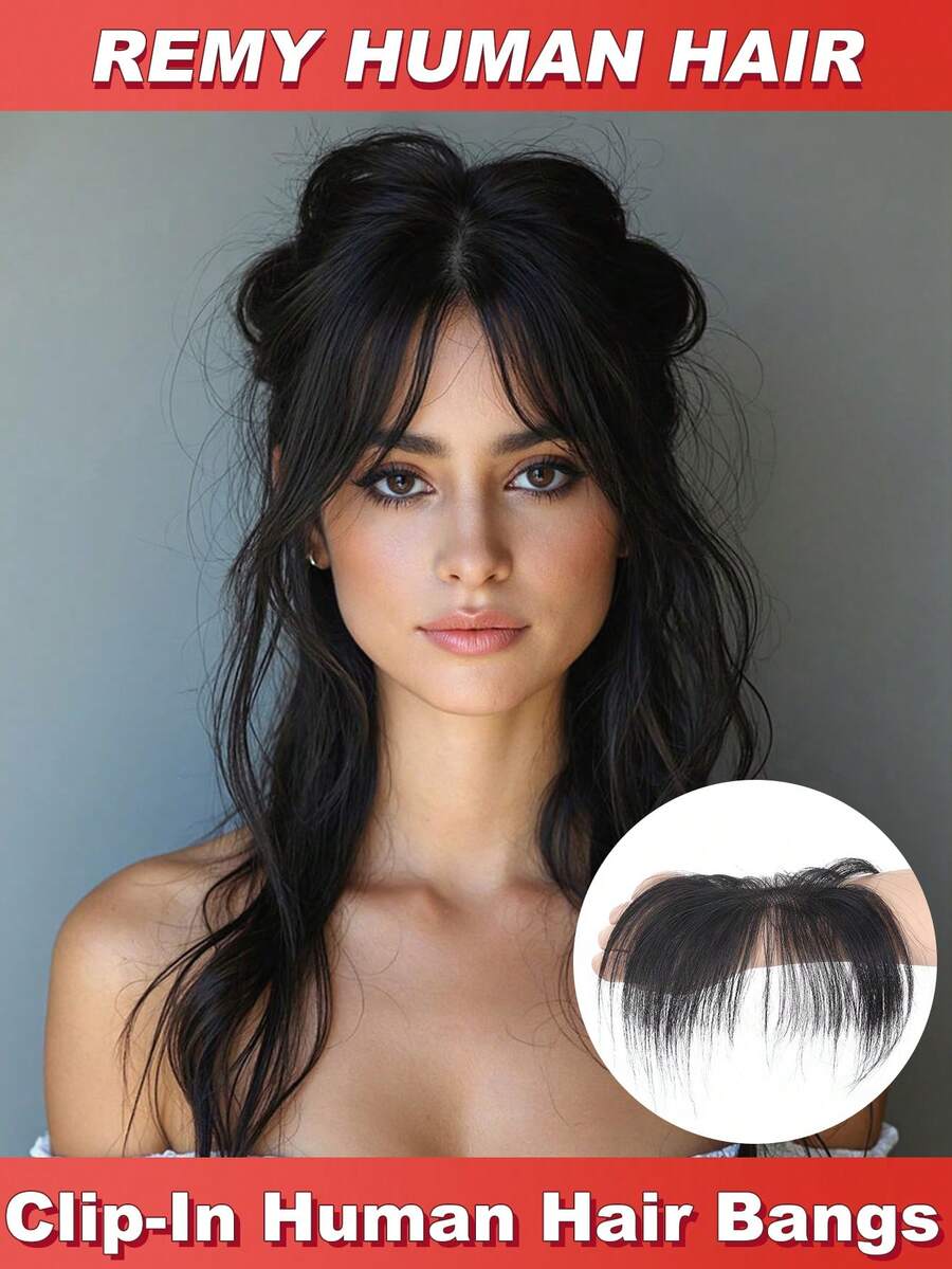 Elegancki zestaw doczepianych grzywek i bokobrodów z ludzkich włosów – naturalny wygląd do codziennego stroju, prosty styl, odpowiedni dla każdej kobiety