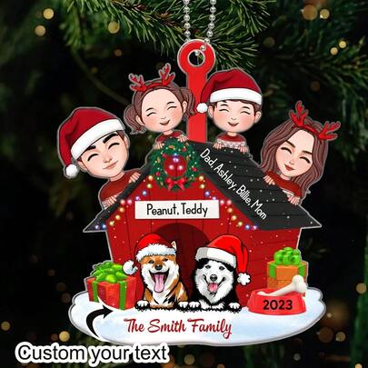 Personalisierte Acryl-Weihnachtsornamente mit Familie und Hunden, personalisierte Familien-Ornamente, Hunde-Ornamente, Paar-Ornamente, personalisierte Erinnerungsstücke, Geschenk für Geliebte, einzigartiges Beileidgeschenk