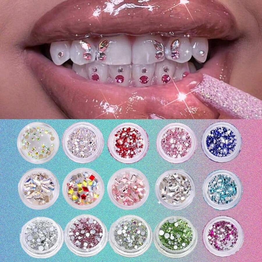 1 Set/35 piezas Juego de joyería para dientes con diseño de mariposa, decoración elegante y brillante para dientes para uso diario, fiestas y regalos (Sin pegamento, con caja)