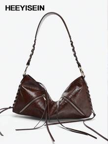 HEEYISEIN-Women Fashion Hobo Shoulder Bag PU Leather Casual Handbag Purses For Daily Outfits,Shoulder Bag With Strap Detail And Metal Eyelets On The Top