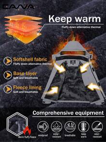 Cavva 男士冬季保暖内衬夹克 防水防风 多口袋滑雪外套 徒步露营登山滑雪