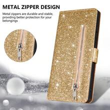 ZZXX Wallet Glitter Zipper With Card Slot Photo Frame Bracket Magnetism Flip PU Artificial Leather Case Compatible With Iphone Air 17 Pro Max 16e 15 Plus 14 13 Mini 12 11 XS XR SE 2022 8 7 ForSamsung Galaxy For Xiaomi Redmi For Google Compatible With Huawei P30 Lite P20 Pro Mate 20 Lite ForOnePlus Nord N200 5G Fashion Shockproof Protective Cover